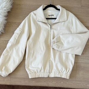 Djerf Avenue Cream Zip-Up Jacket
